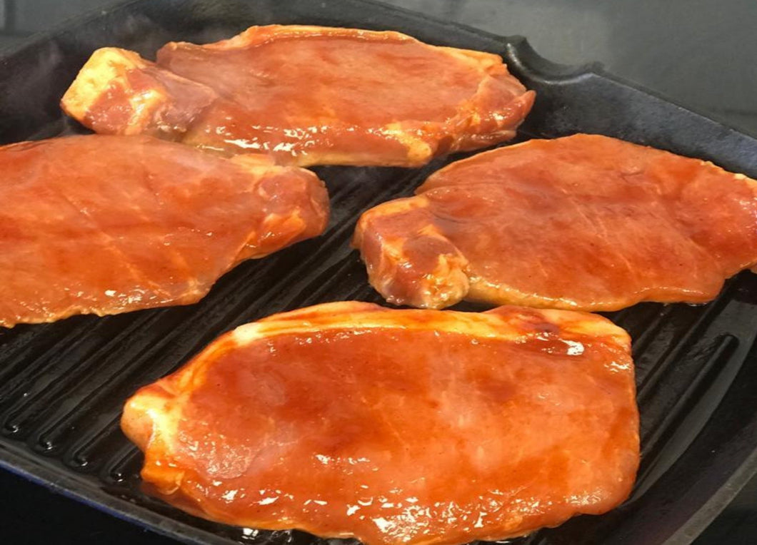 BBQ Glazed Pork Loin Steaks (4x100g)